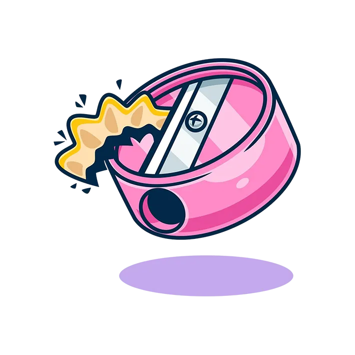 Bild zum Wort „pencil sharpener“: A small tool used to make the end of a pencil sharp.