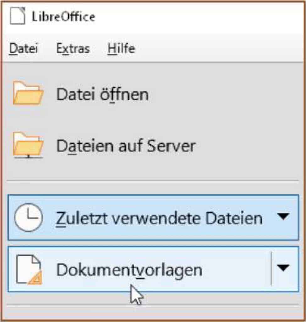 LibreOffice: Neue leere Dateien / Eine Vorlage verwenden 1