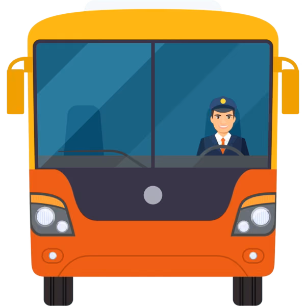 Bild zum Wort „bus driver“: A person whose job is to drive a bus.