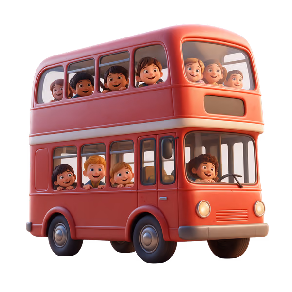 Bild zum Wort „bus“: A large road vehicle that carries many passengers on a fixed route.