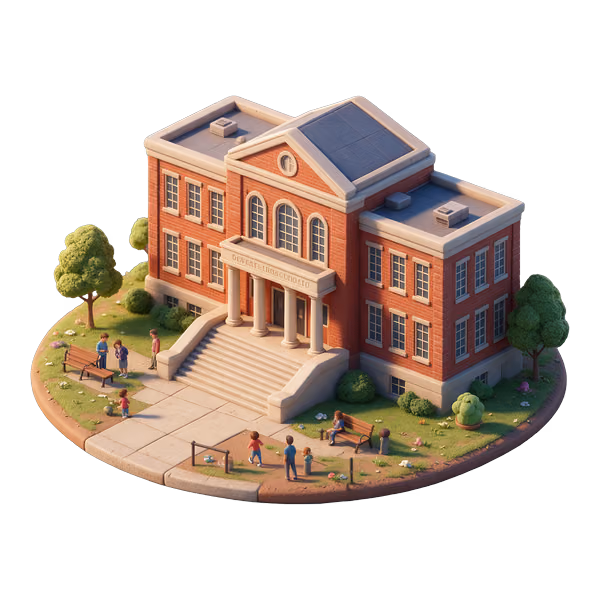 Bild zum Wort „high school“: in the USA: a school for teenagers from about 14 to 18, usually grades 9 to 12