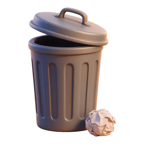 Bild zum Wort „rubbish bin“: a container that you put rubbish in