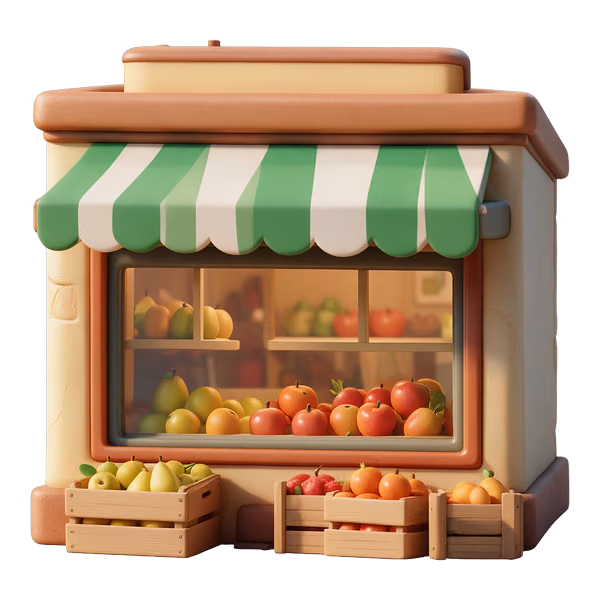 Bild zum Wort „shop“: A building or room where you can buy things.