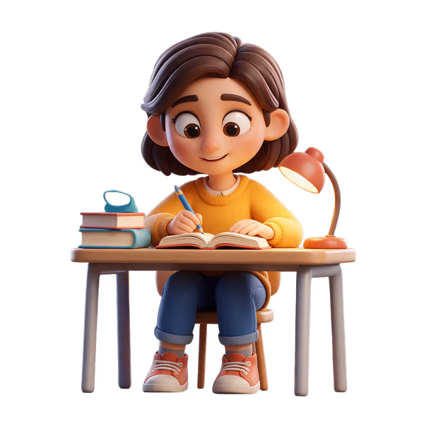 Bild zum Wort „study“: to spend time learning about a subject, by reading, going to school or university