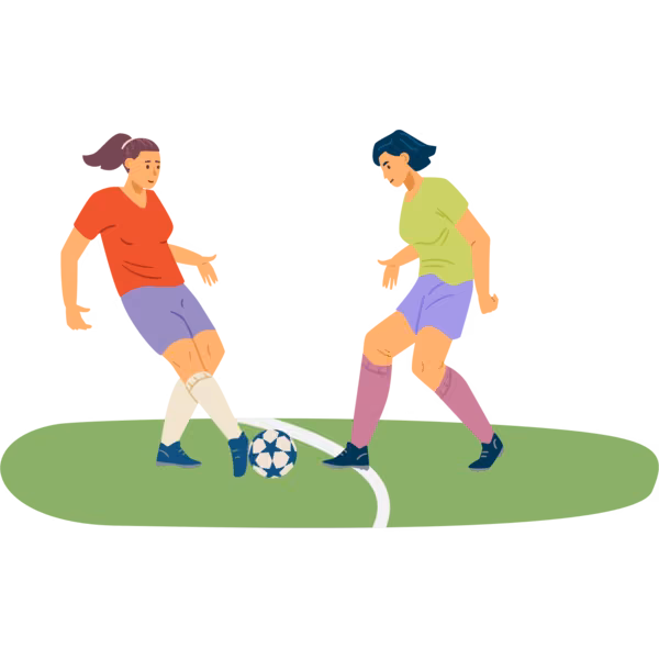 Bild zum Wort „play football“: To take part in a game of football, in which two teams try to kick a ball into the other team's goal.