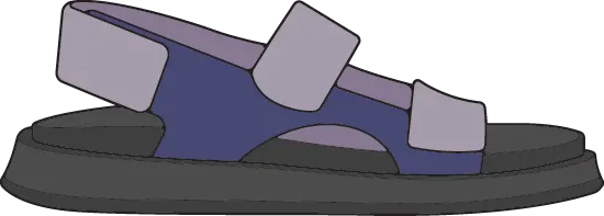 Bild zum Wort „sandal“: a light, open shoe held on the foot with straps