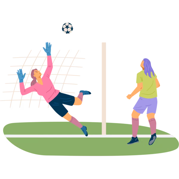 Bild zum Wort „score a goal“: To get a point in a game such as football by putting the ball into the goal.