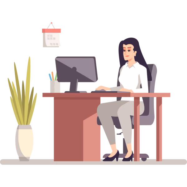 Bild zum Wort „secretary“: A person who works in an office, typing letters, answering phone calls and organizing appointments for someone else.