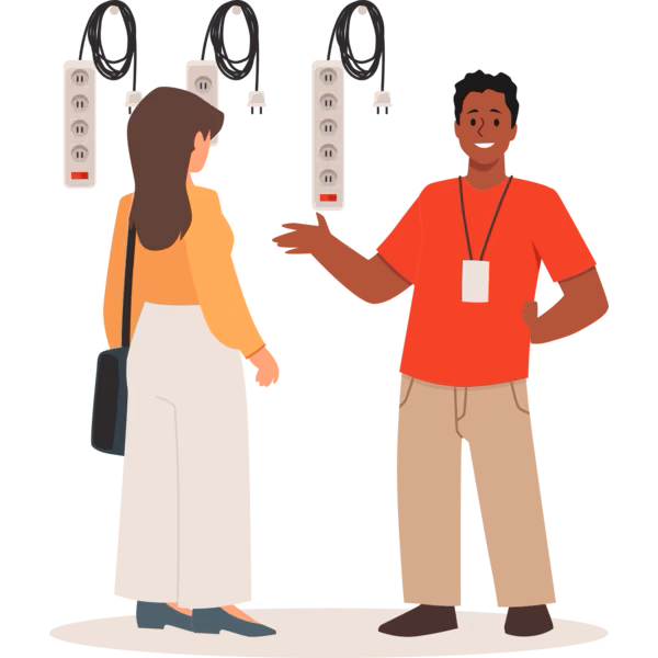 Bild zum Wort „shop assistant“: A person whose job is to serve customers in a shop.