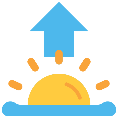 Bild zum Wort „sunrise“: The time in the morning when the sun first appears above the horizon.