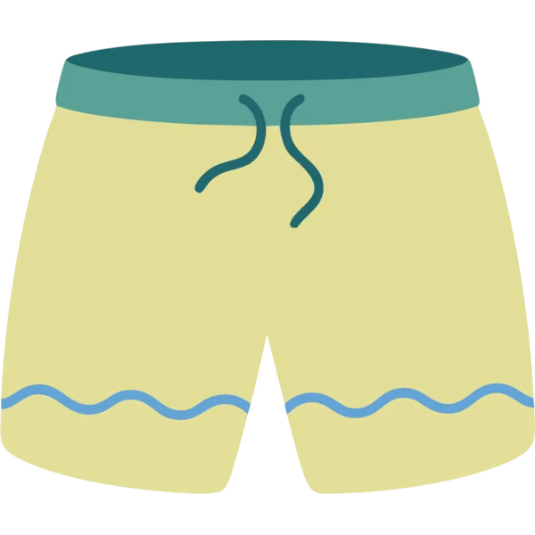 Bild zum Wort „swimwear“: Clothes that people wear for swimming, such as swimsuits and swimming trunks.