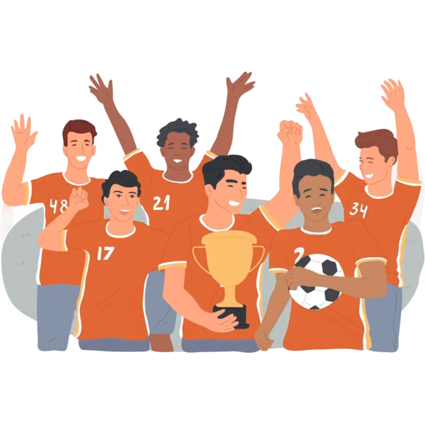 Bild zum Wort „team“: A group of people who play a sport or work together.