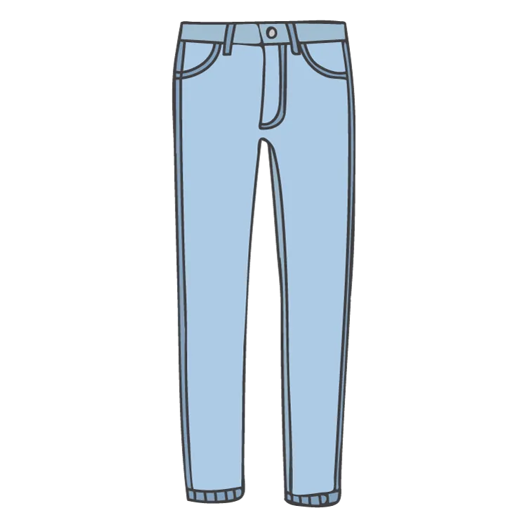 Bild zum Wort „trousers“: A piece of clothing that covers each leg separately, from the waist to the feet or ankles.